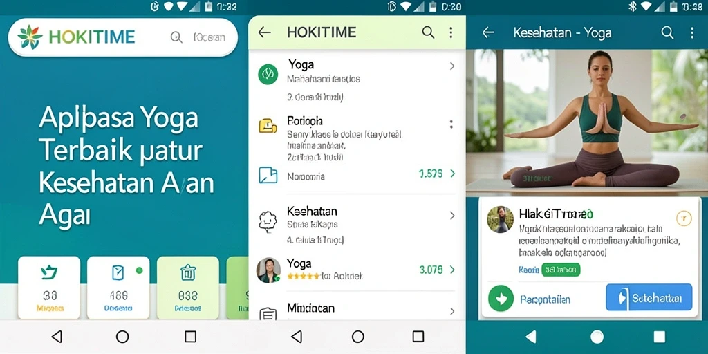 Antarmuka HOKITIME menampilkan sesi yoga yang menyehatkan dan inspiratif.
