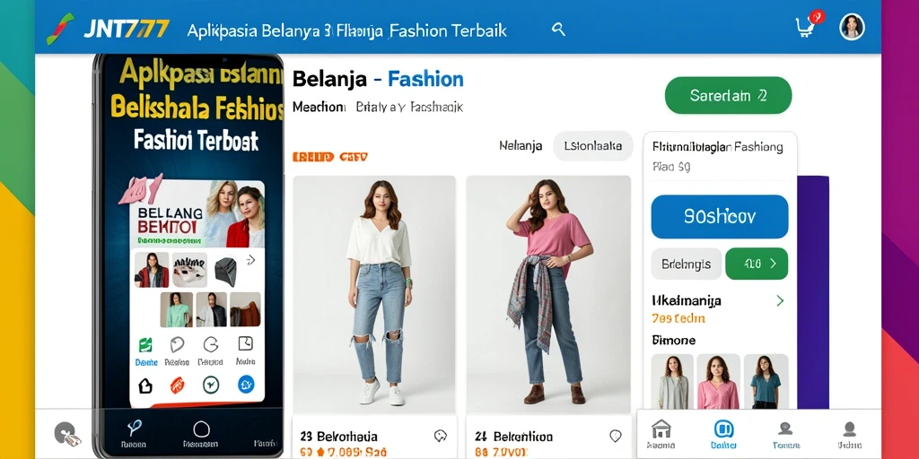 Screenshot antarmuka aplikasi JNT777 menampilkan berbagai produk fashion.