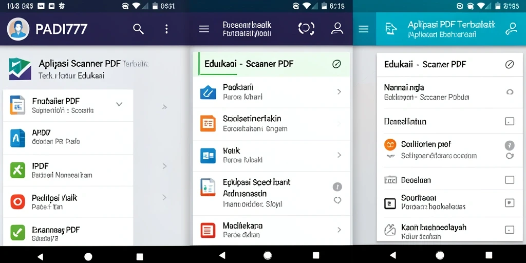 Antarmuka aplikasi PADI777 menampilkan fitur pemindaian PDF yang efisien.