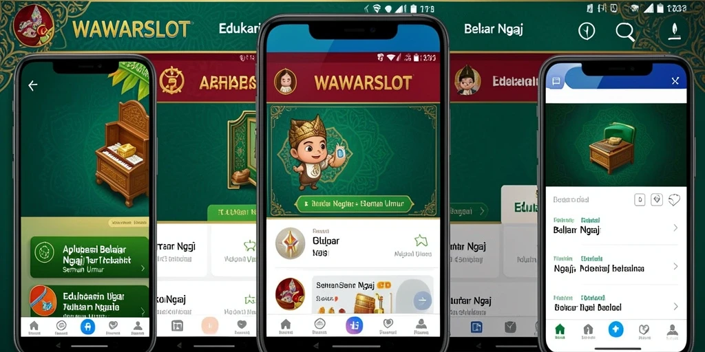 Antarmuka WAWARSLOT menunjukkan fitur Belajar Ngaji yang interaktif dan ramah pengguna.