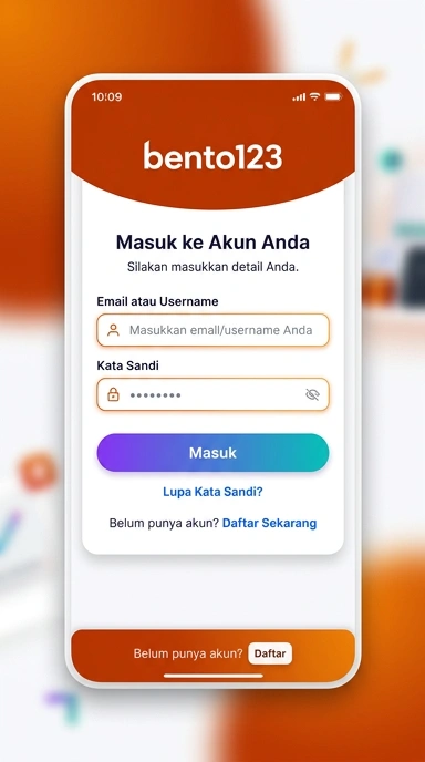 Tampilan halaman login bento123
